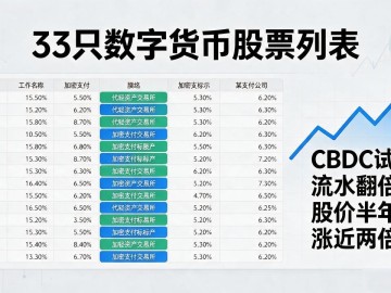 33只数字货币股票全名单：谁在领跑谁在掉队